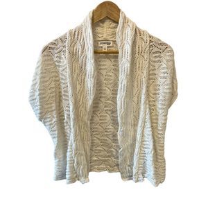 ST. JOHN’S BAY White Crochet Open Knit Short Cardigan Sweater S